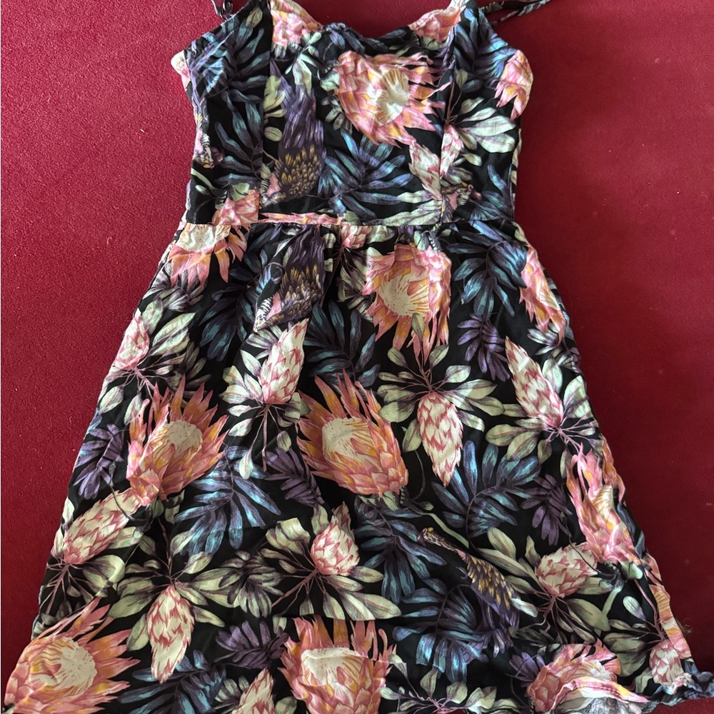 Divided Black and Pink Floral Dress